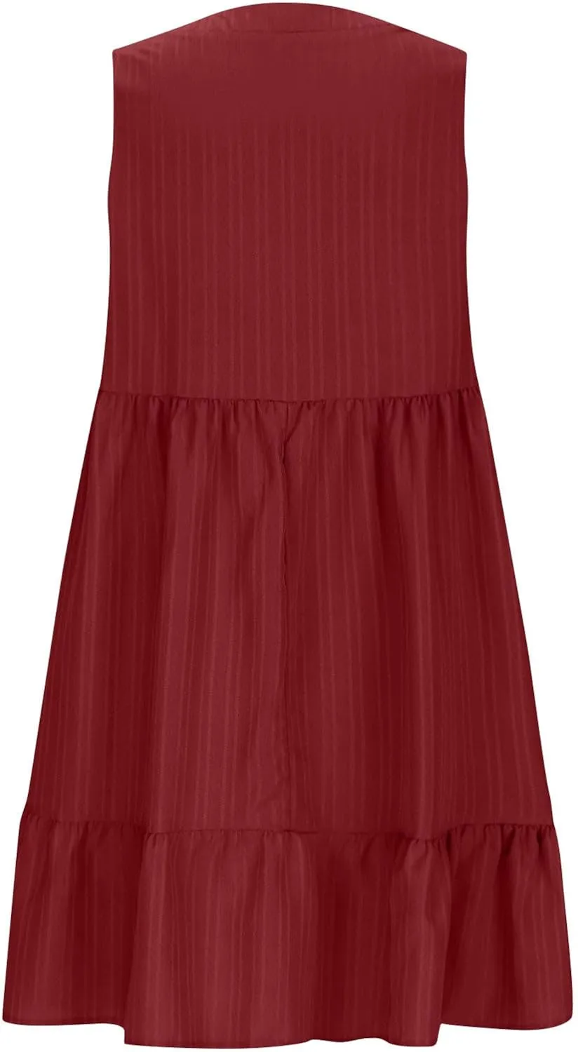 Summer Mini Dresses for Women Short Sleeve Ruffle Smocked Dress High Waist Casual Dresses A Line Swing Elegant Dress