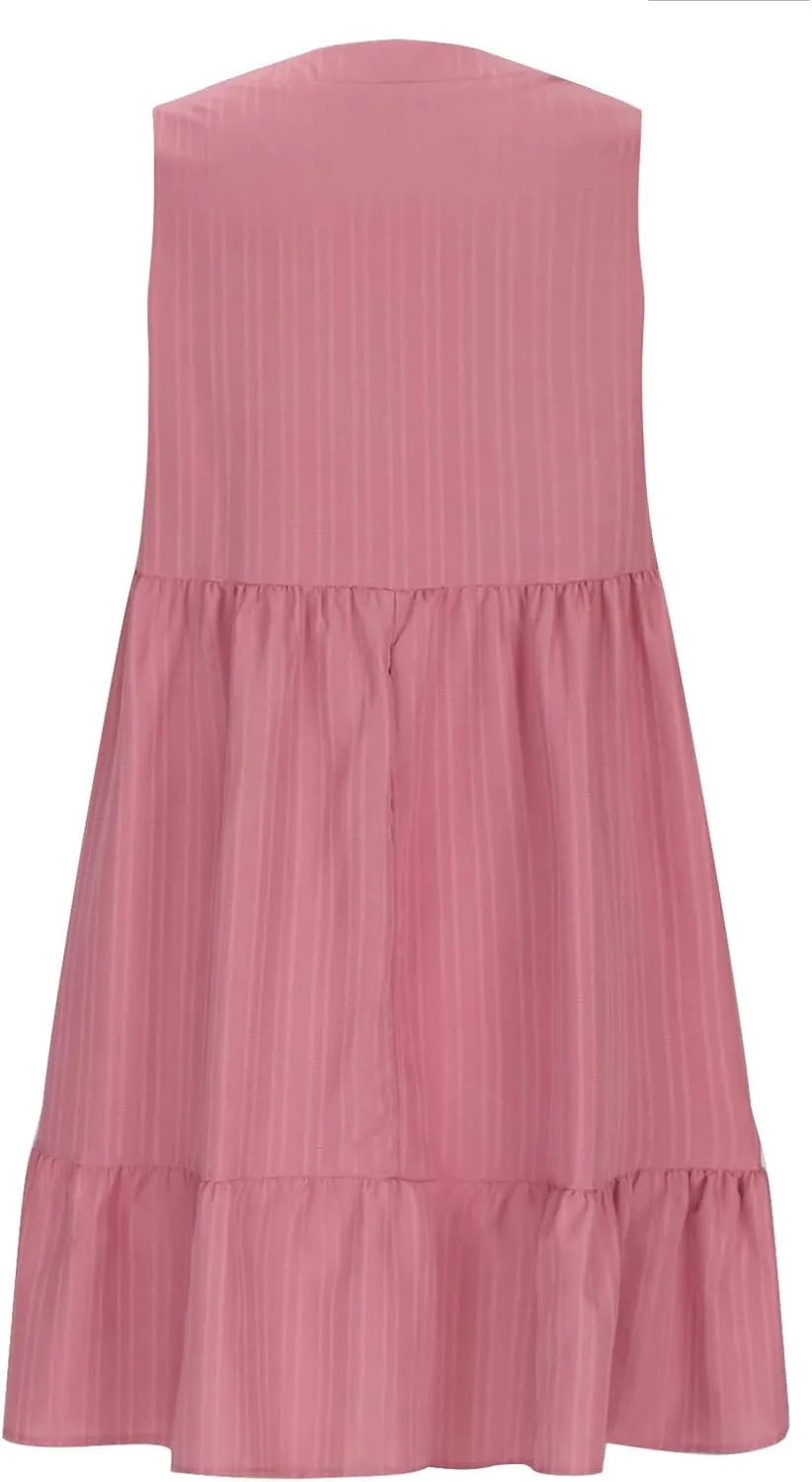 Summer Mini Dresses for Women Short Sleeve Ruffle Smocked Dress High Waist Casual Dresses A Line Swing Elegant Dress