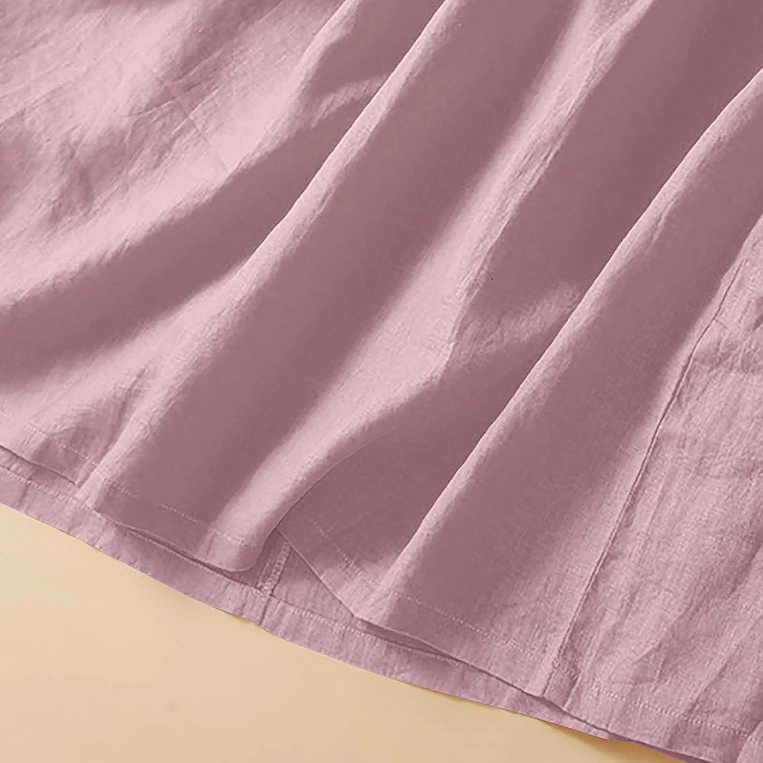 Summer Plus Size Cotton Linen Solid Dresses for Women Short Sleeve Crew Neck Loose Midi Dress