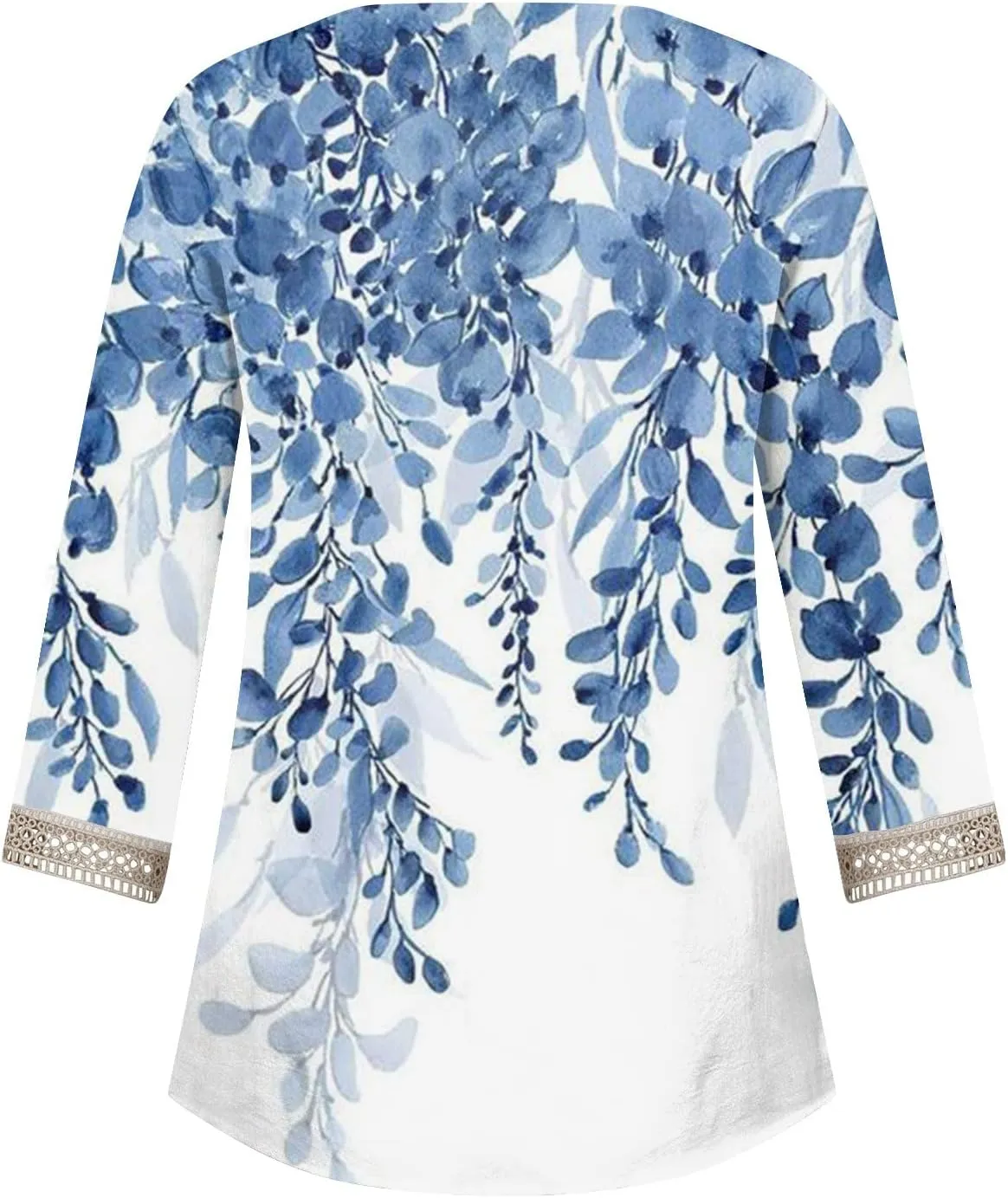 Summer Tops for Women 2024 3/4 Sleeve Bohemian T-Shirts for Womens V Neck Loose Frill Floral Trendy Shirt