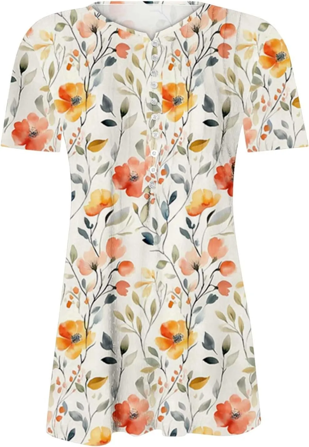 Summer Tops for Women 2025 Short Sleeve Button Down Shirts Casual Dressy Floral Shirt Boho Beach Vacation Blouses