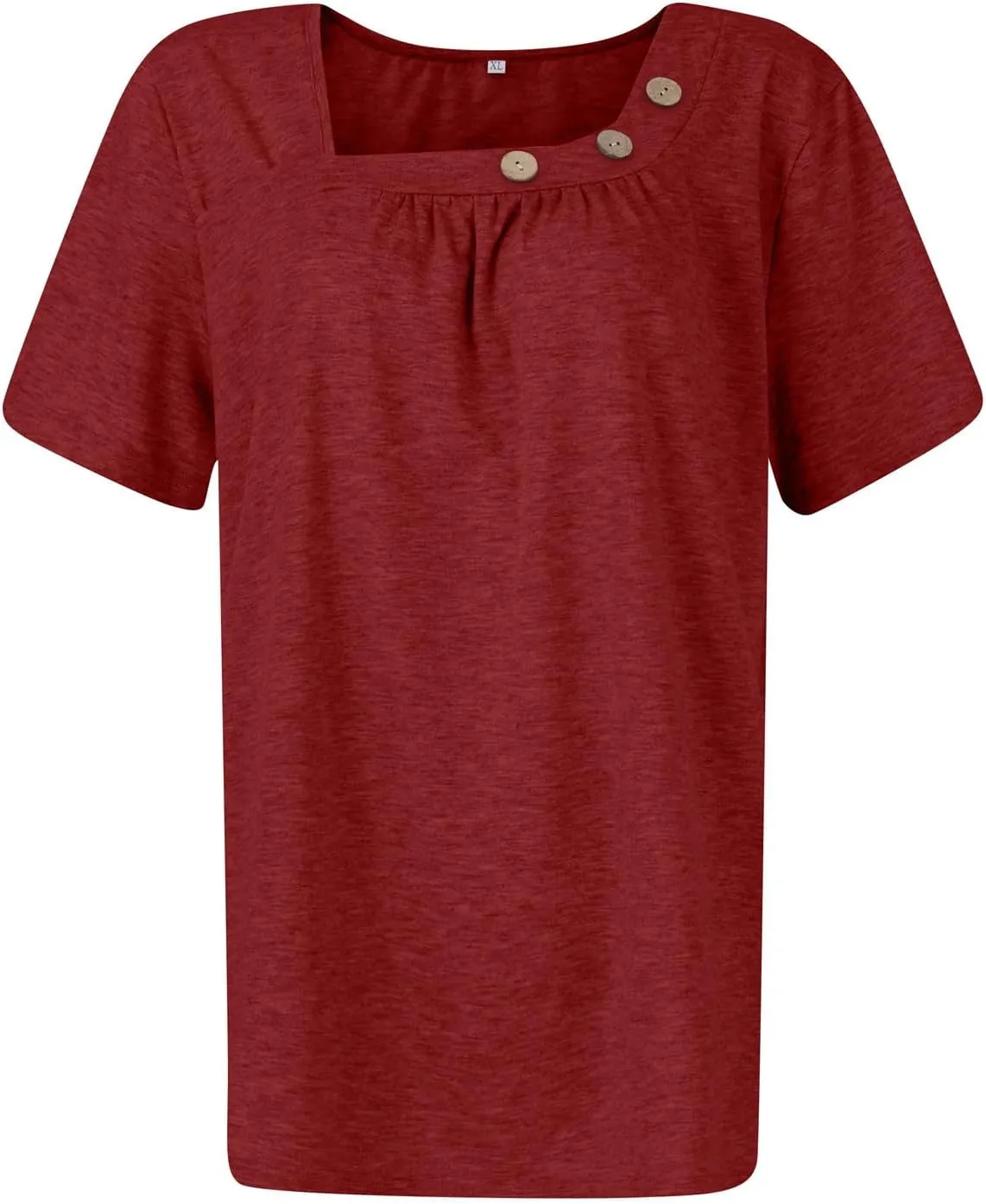 Summer Tops for Women 2025 Short Sleeve Shirts Dressy Casual Loose Fitted T-Shirts Button Decor Plain Tunic Tops Blouse