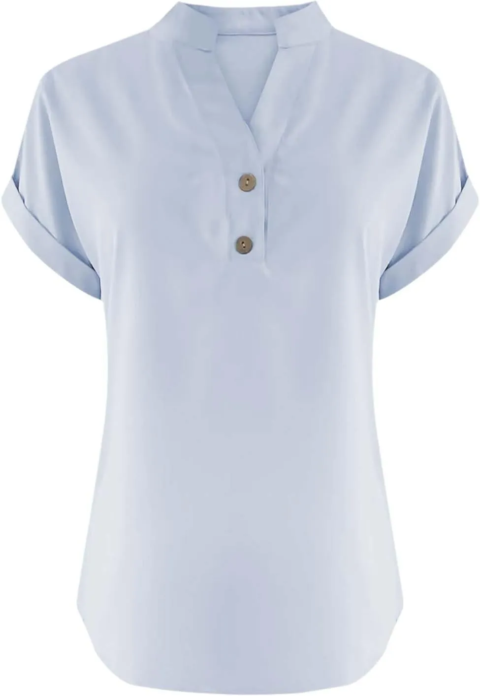 Summer Tops for Women 2025 Trendy Short Sleeve Cotton Linen Shirt Casual Button V Neck Tunic Blouses Work Outfits