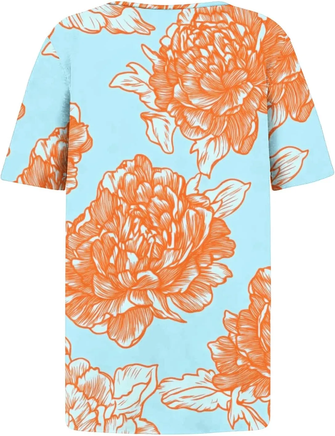 Summer Tops for Women 2025 Trendy Short Sleeve Shirt Boho Floral Tshirt Pleated Front Button Square Neck Tunic Blouse