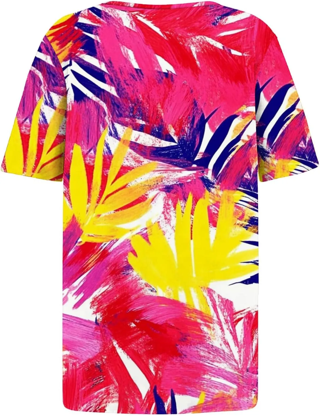 Summer Tops for Women 2025 Trendy Short Sleeve Shirt Boho Floral Tshirt Pleated Front Button Square Neck Tunic Blouse