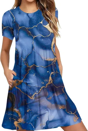 Sun Dresses for Women 2024 Sunflower Sundress Cowl Neck Layered Flutter Flowy Fit Plus Size Dress Clothes Vacation