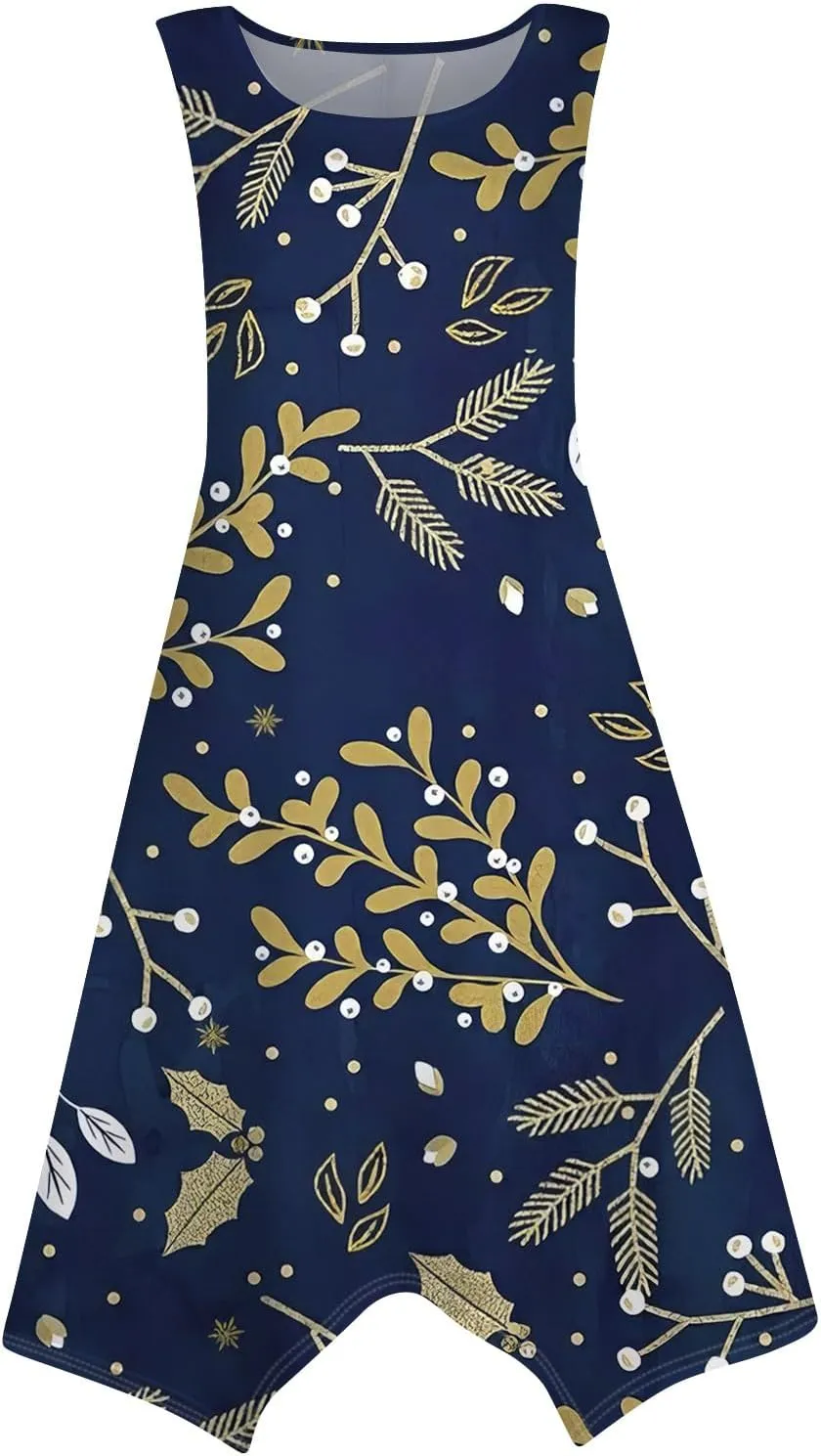 Sun Dresses for Women 2025 Womens Casual Summer Hawaiian Flowy A-Line Midi Dress Boho Beach Sleeveless Tank Dresses