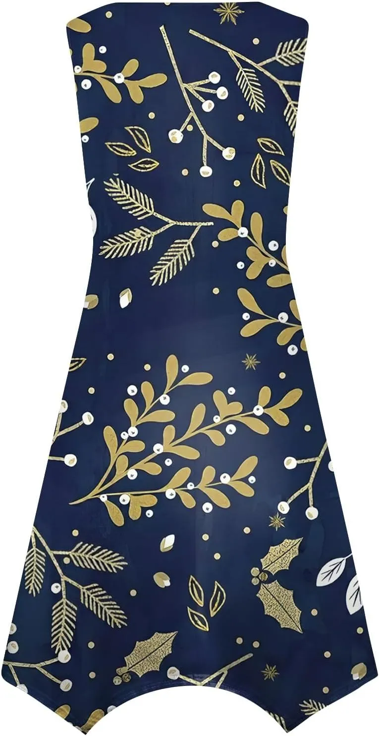 Sun Dresses for Women 2025 Womens Casual Summer Hawaiian Flowy A-Line Midi Dress Boho Beach Sleeveless Tank Dresses