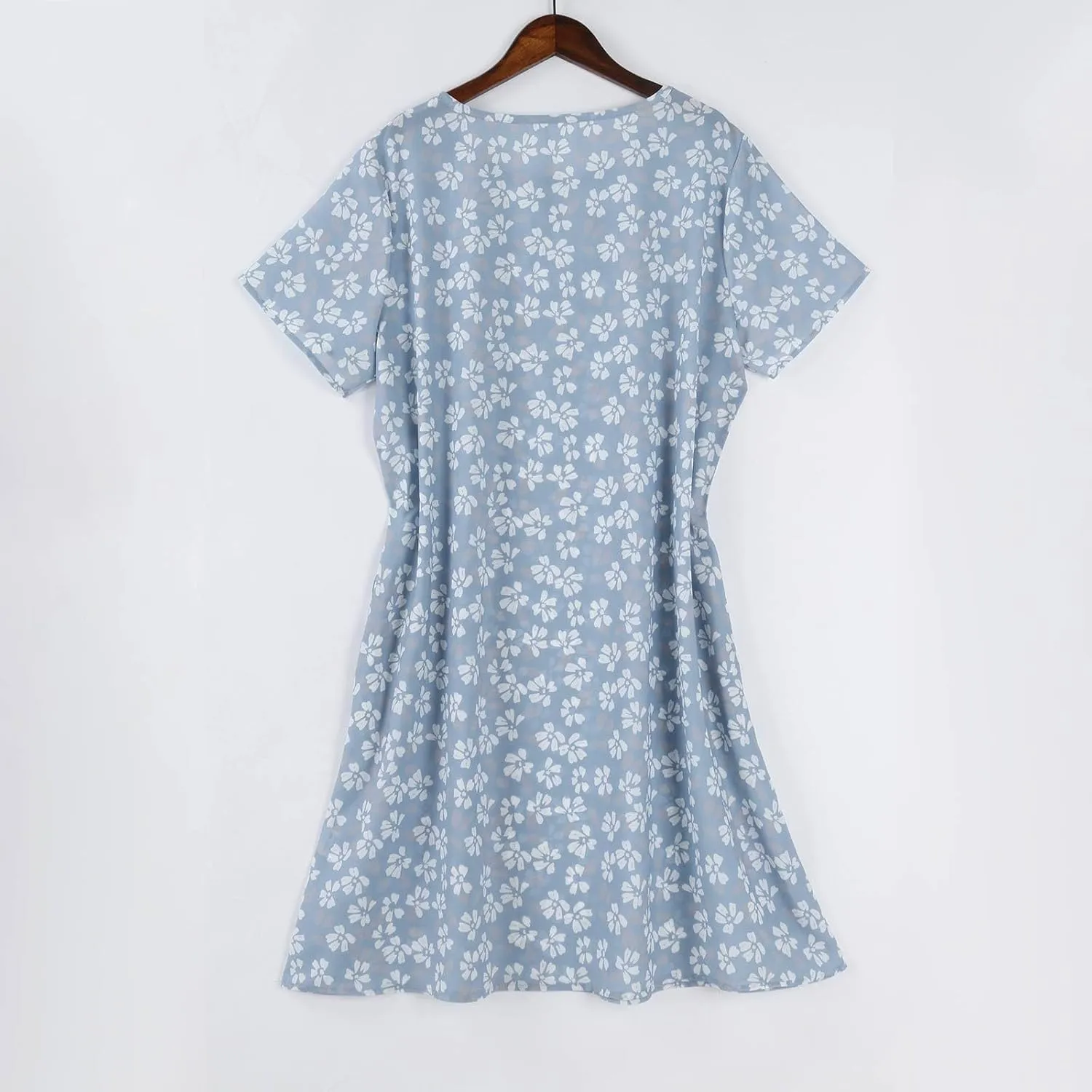 Sundresses for Women 2025 Summer Short Sleeve Scoop Neck Vacation Beach Dresses Elegant Boho Floral Hawaiian Dress