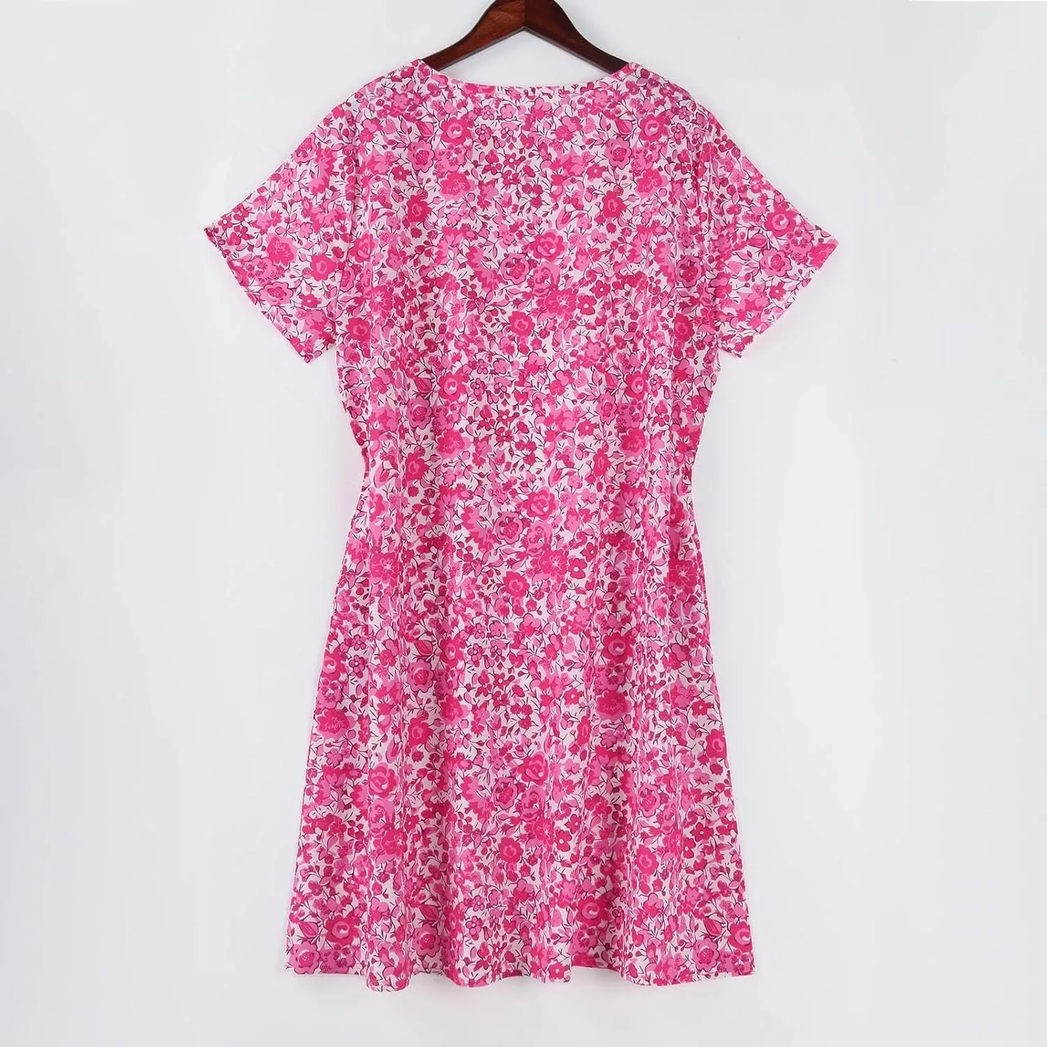Sundresses for Women 2025 Summer Short Sleeve Scoop Neck Vacation Beach Dresses Elegant Boho Floral Hawaiian Dress