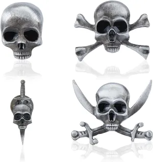 SUPERFINDINGS 4 Styles Gothic Skull Brooch Punk Skeleton Head Cross Sword Brooch Pin Skull and Dagger Badge Pin Alloy Skull Enamel Pins Skeleton Breastpin Halloween Costume Decor for Men Woman