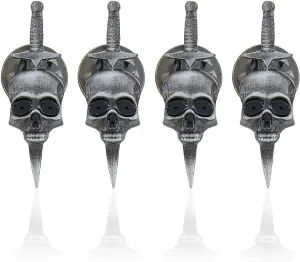 SUPERFINDINGS 4Pcs Gothic Skull Brooch Vintage Gothic Skull Daggers Badge Pin Punk Style Skull Brooch Alloy Skull Pins Skeleton Breastpin Halloween Costume Decor for Men Woman Hat Coat