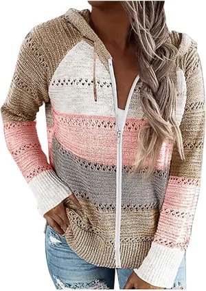 Sweatshirts for Women Sweaters for Women 2023 Womens Pullover Hooded Sweatshirts Color Block Long Sleeve Tops