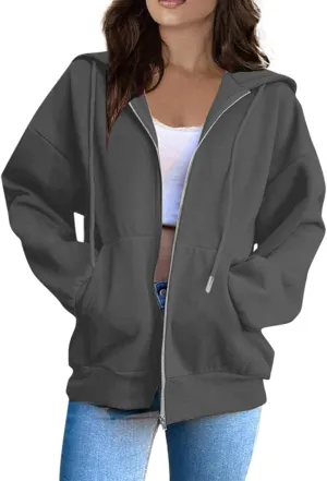 Sweatshirts for Women Womens Fashion Women Zip Up Hoodies Oversized Sweatshirts Casual 2024 Fall Jacket with Pockets