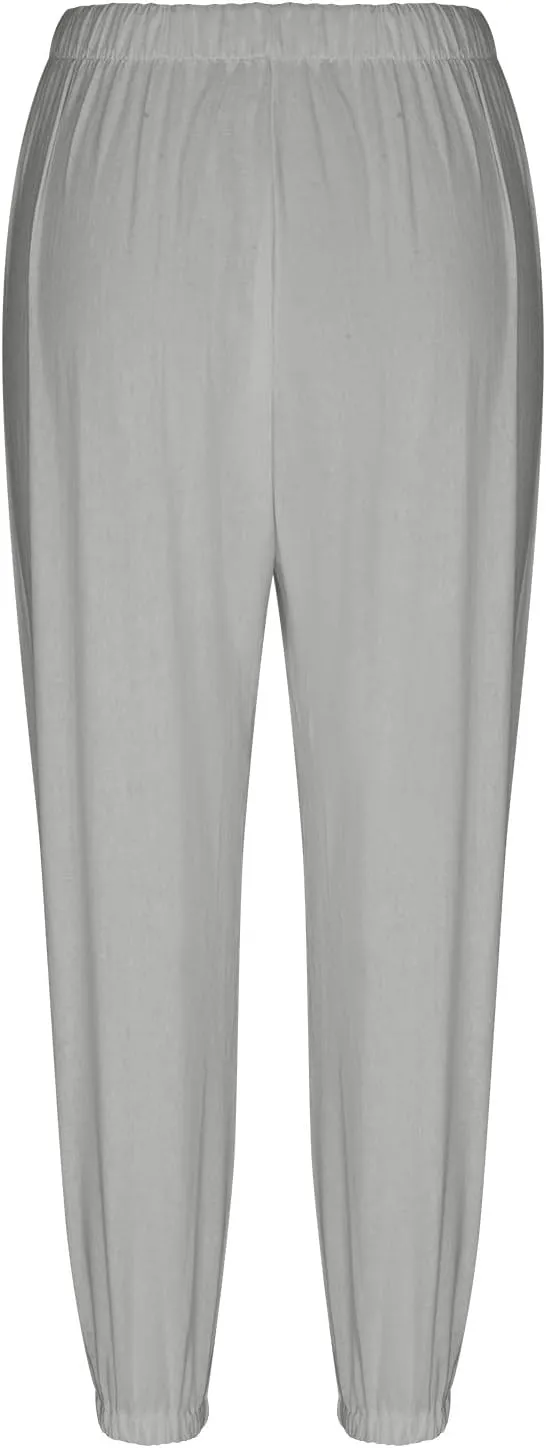 TANGNADE Womens Summer Pants Lightweight Fashion Casual Linen Drawstring Pants Vacation Outfits for Women Boho Clothes