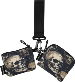 Terrifying Skul Zip Around Wristlet Wallet for Women Portable Detachable Dual Pocket Keychain Wallet Wrist Wallet