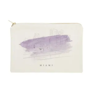 The Cotton & Canvas Co. Miami Cityscape, Skyline, Souvenir Cosmetic Bag and Travel Make Up Pouch