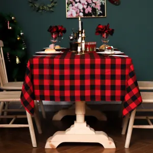 Theme Decoration Red Black White Square Plaid Christmas Festival Yarn-Dyed Tablecloth
