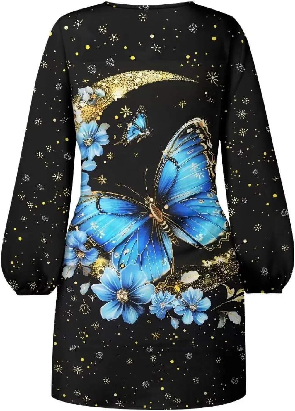 TODIYADDU Dress for Women Elegant Long Sleeve Cocktail Party Dress Mini Dresses with Belt Casual T Shirt Dress Midi Dresses