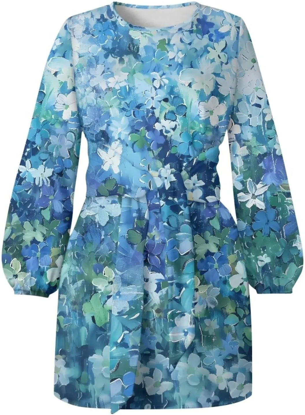 TODIYADDU Dress for Women Elegant Long Sleeve Cocktail Party Dress Mini Dresses with Belt Casual T Shirt Dress Midi Dresses