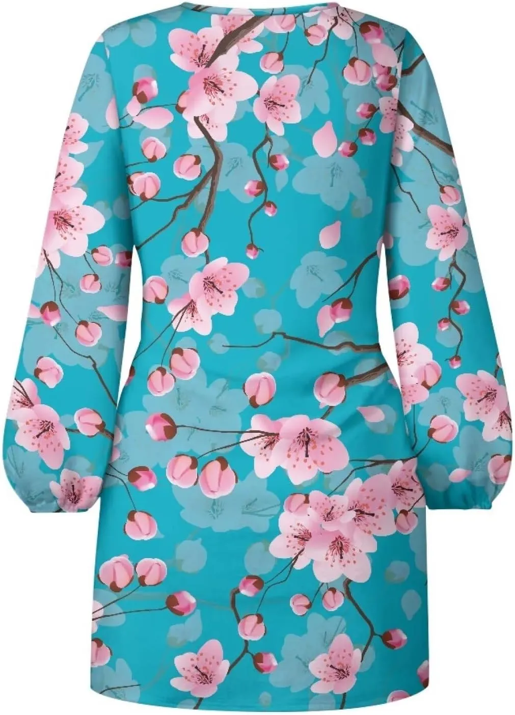 TODIYADDU Dress for Women Elegant Long Sleeve Cocktail Party Dress Mini Dresses with Belt Casual T Shirt Dress Midi Dresses