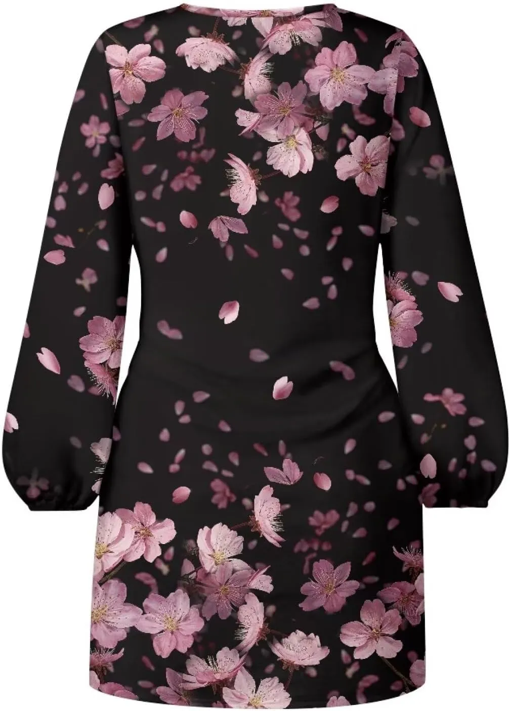 TODIYADDU Womens Casual Long Sleeve Tie Dress Trendy Midi Dress with Belt Elegant Tie Knot Mini Short Swing Skater Dresses