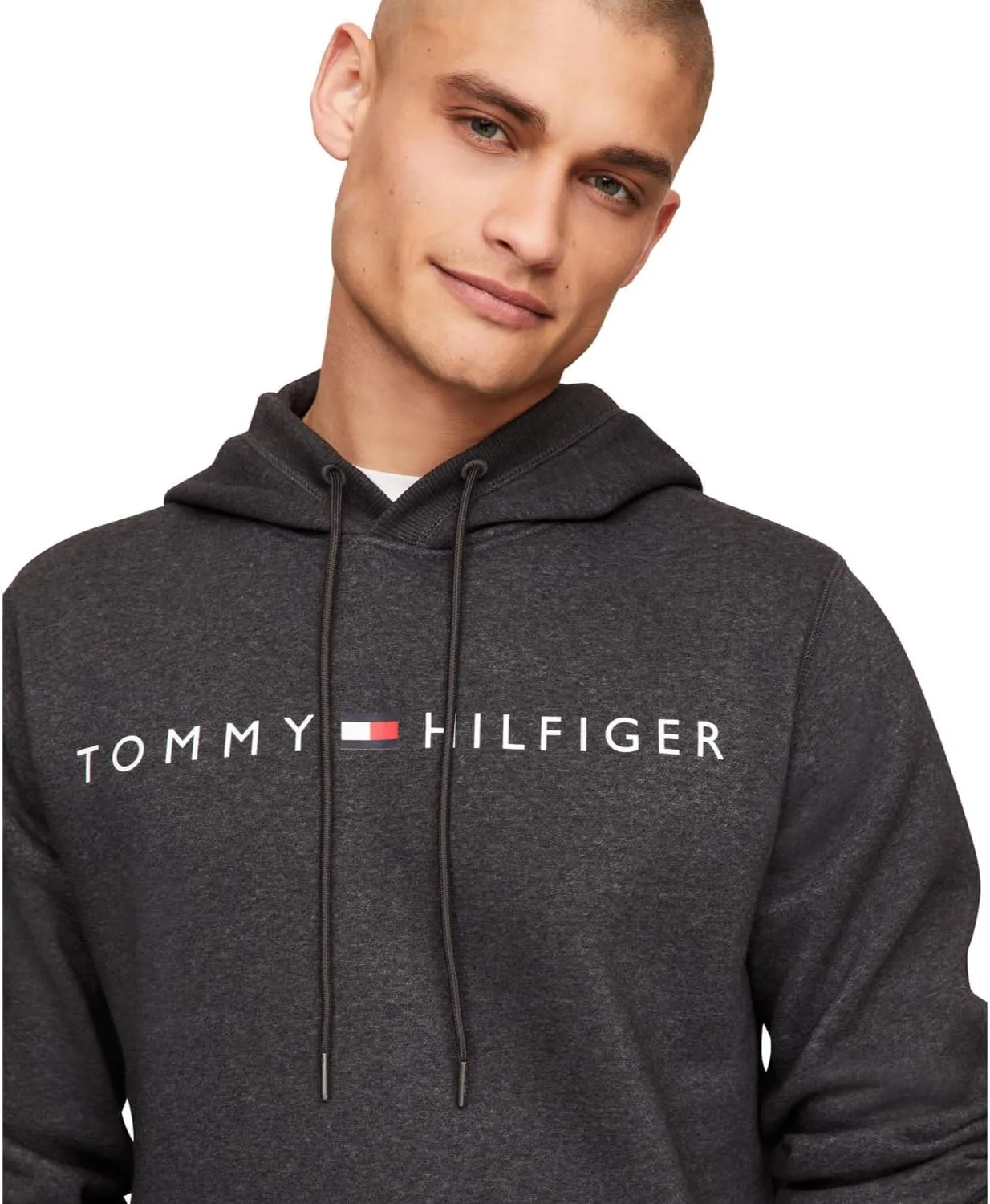 Tommy Hilfiger Men's Long Sleeve Fleece Logo Pullover Hoodie Sweatshirt