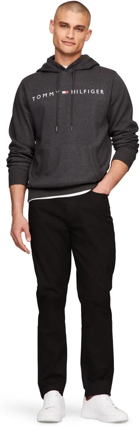Tommy Hilfiger Men's Long Sleeve Fleece Logo Pullover Hoodie Sweatshirt