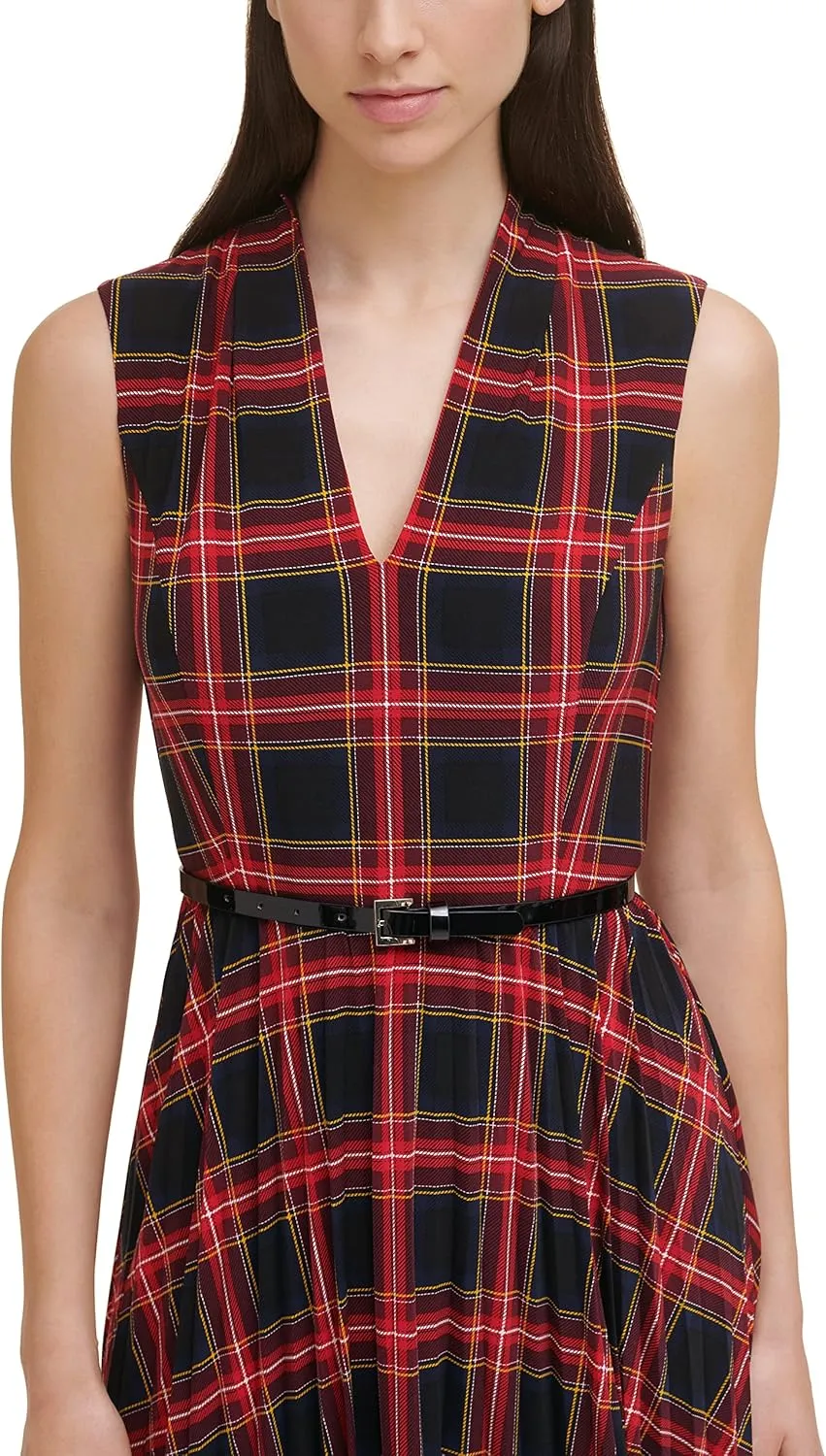 Tommy Hilfiger Women's Sleeveless Jersey Midi Dress With Pleated Skirt
