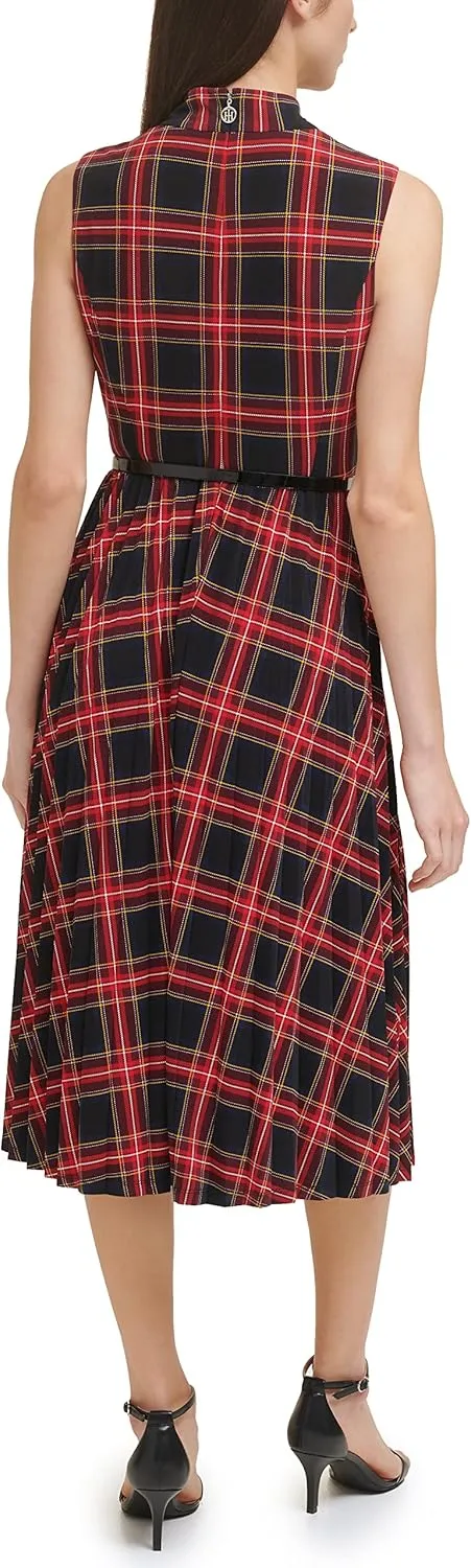 Tommy Hilfiger Women's Sleeveless Jersey Midi Dress With Pleated Skirt