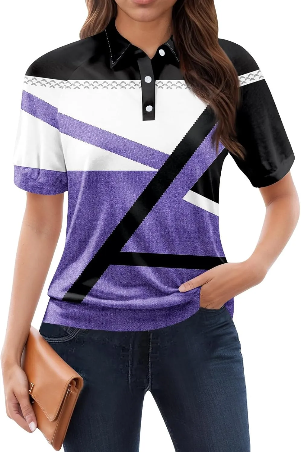 Tops for Women Trendy Short Sleeve Summer Collared Shirts Polo Blouses Casual Vacation Outfits Banded Hem