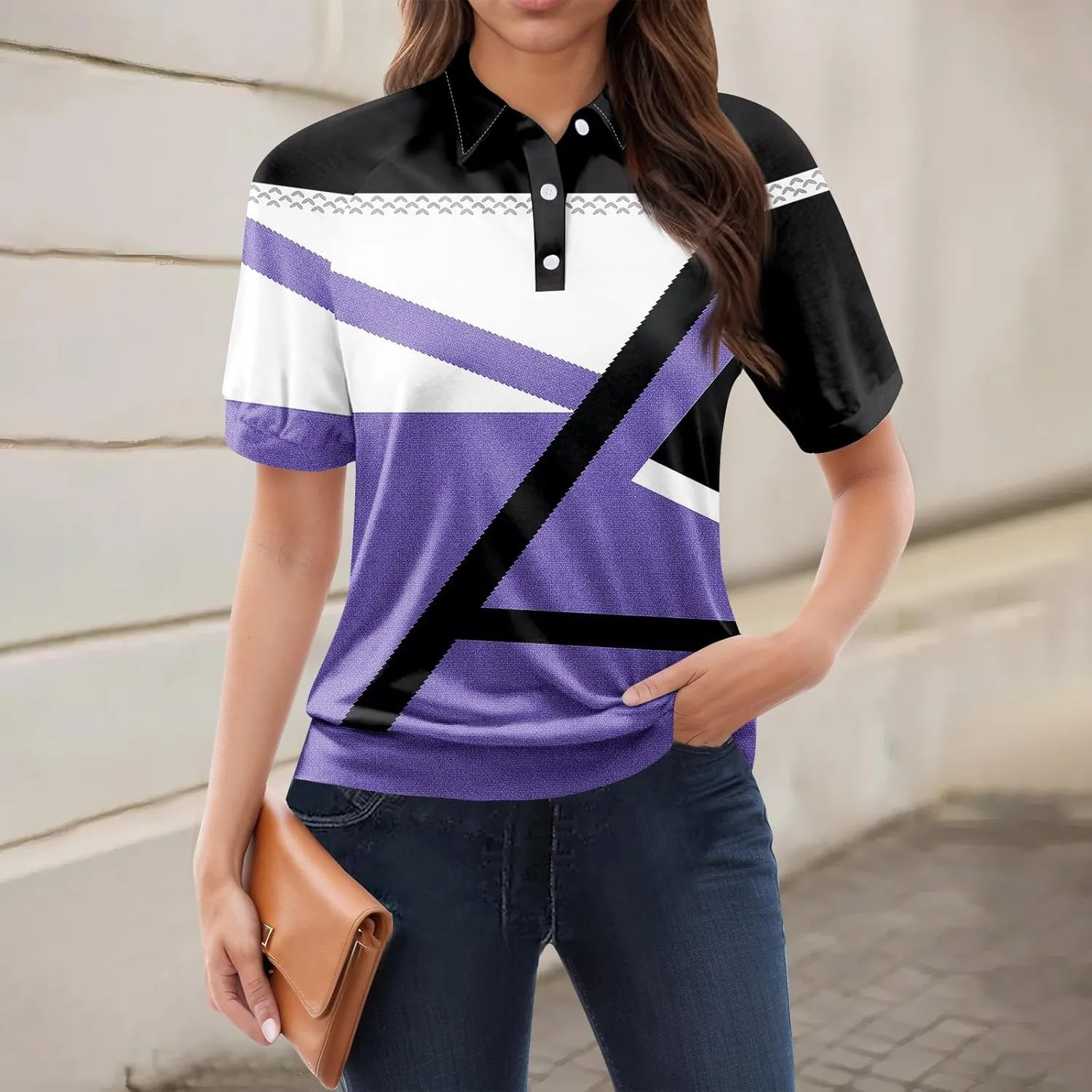 Tops for Women Trendy Short Sleeve Summer Collared Shirts Polo Blouses Casual Vacation Outfits Banded Hem