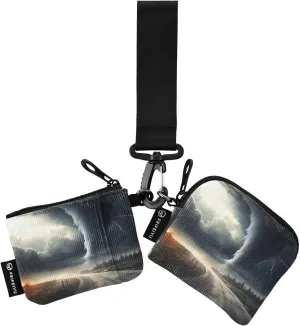 Tornado Zip Around Wristlet Wallet for Women Portable Detachable Dual Pocket Keychain Wallet Wrist Wallet
