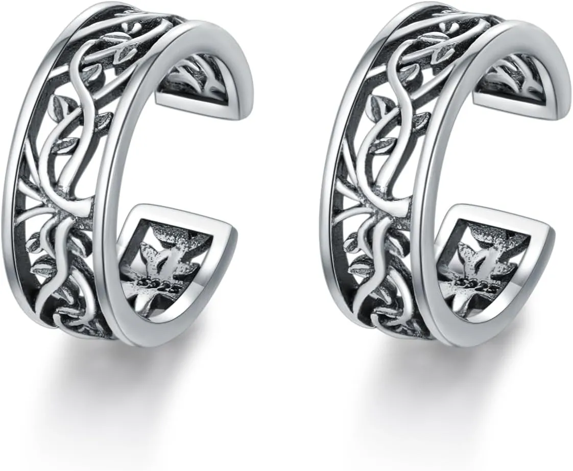 Tree of Life Ear Cuffs Sterling Silver Tree of Life Ear Cuff Earrings Non Piercing Irish Tree of Life Jewelry Gifts for Women