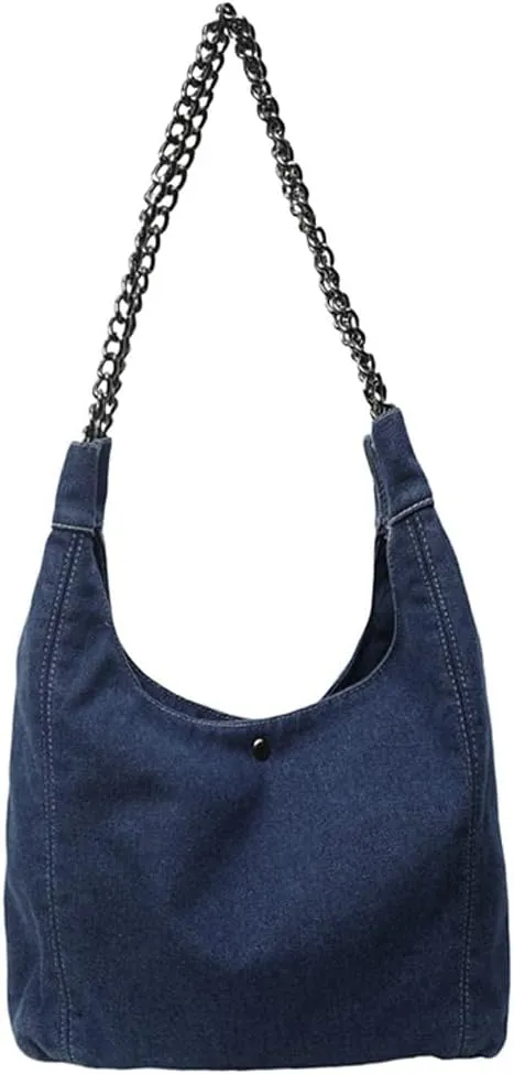 Trendy Denim Large Capacity Underarm Bag Casual Magnetic Buckle Hobo Bag Work Travel Shoulder Bags for Women 2025