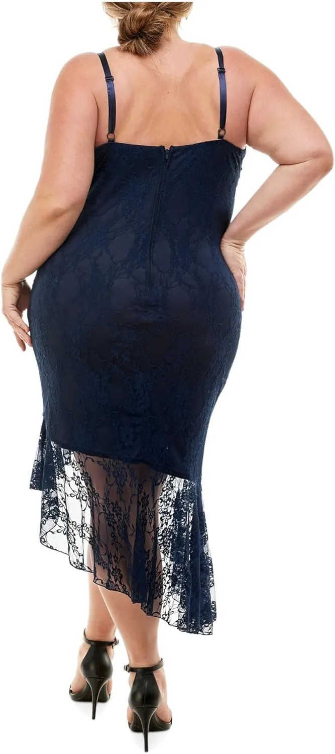 Trendy Plus Size Lace Sweetheart Neck Dress