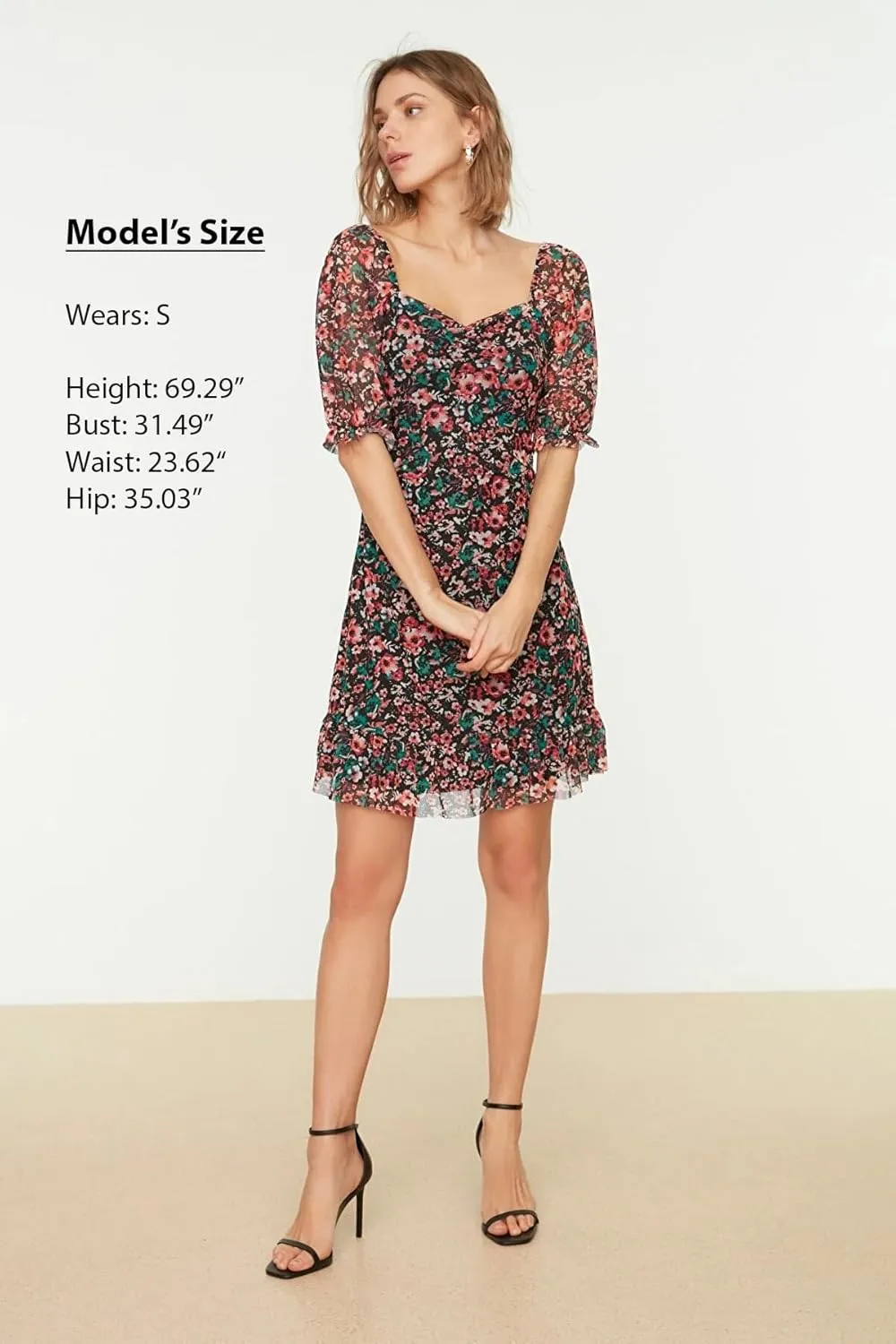 Trendyol Summer Dresses for Women 2023, Trendy Casual Sundresses, Wedding Guest Mini Floral Dress