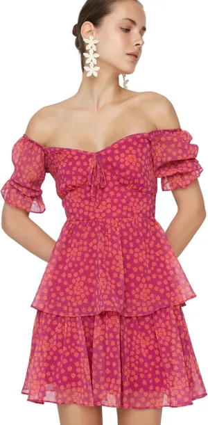 Trendyol Summer Dresses for Women 2023, Trendy Casual Sundresses, Wedding Guest Mini Floral Dress