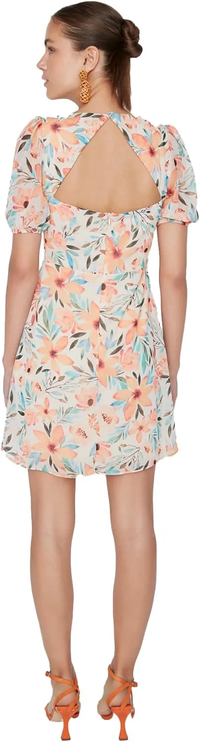 Trendyol Summer Dresses for Women 2023, Trendy Casual Sundresses, Wedding Guest Mini Floral Dress