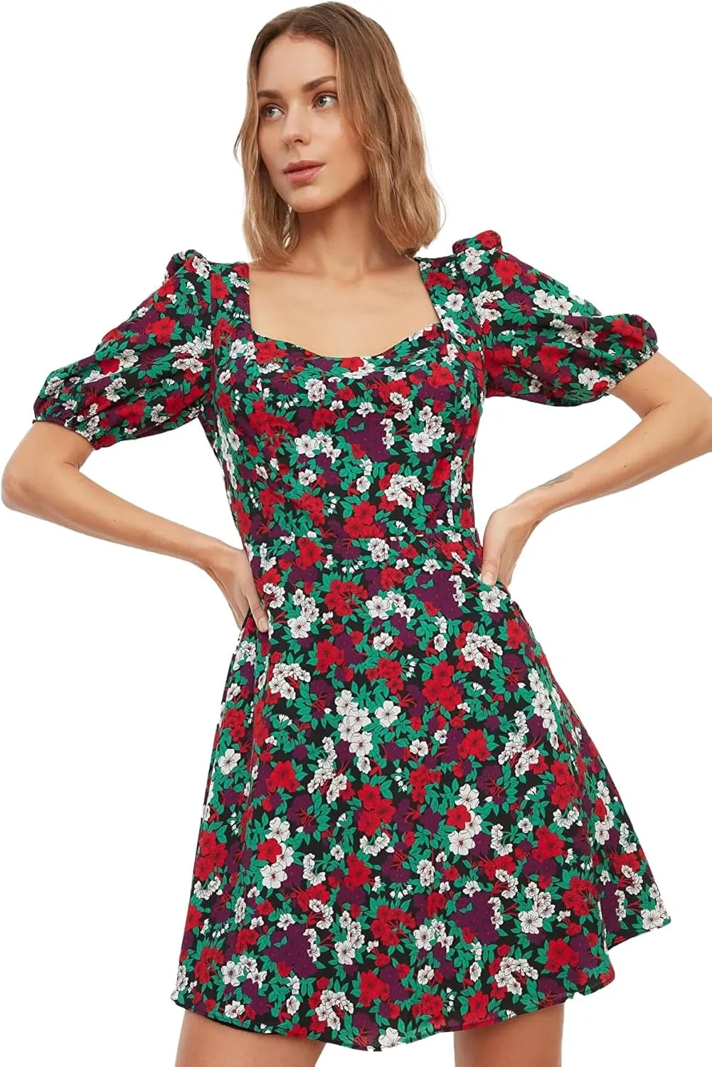 Trendyol Summer Dresses for Women 2023, Trendy Casual Sundresses, Wedding Guest Mini Floral Dress