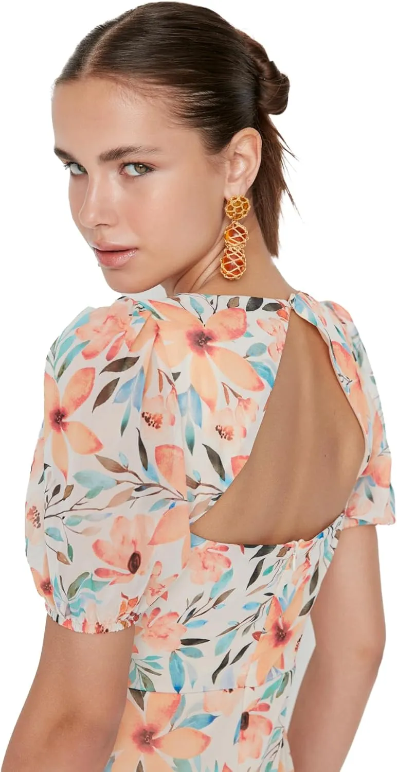 Trendyol Summer Dresses for Women 2023, Trendy Casual Sundresses, Wedding Guest Mini Floral Dress
