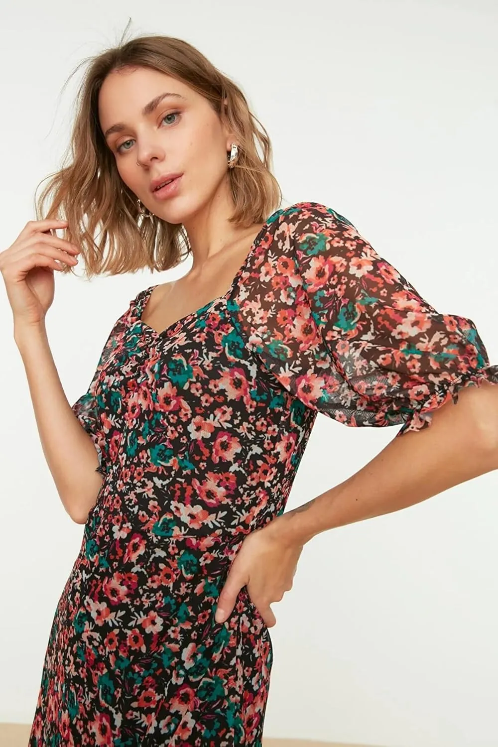 Trendyol Summer Dresses for Women 2023, Trendy Casual Sundresses, Wedding Guest Mini Floral Dress