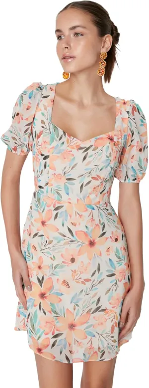 Trendyol Summer Dresses for Women 2023, Trendy Casual Sundresses, Wedding Guest Mini Floral Dress