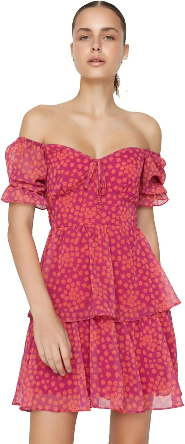 Trendyol Summer Dresses for Women 2023, Trendy Casual Sundresses, Wedding Guest Mini Floral Dress