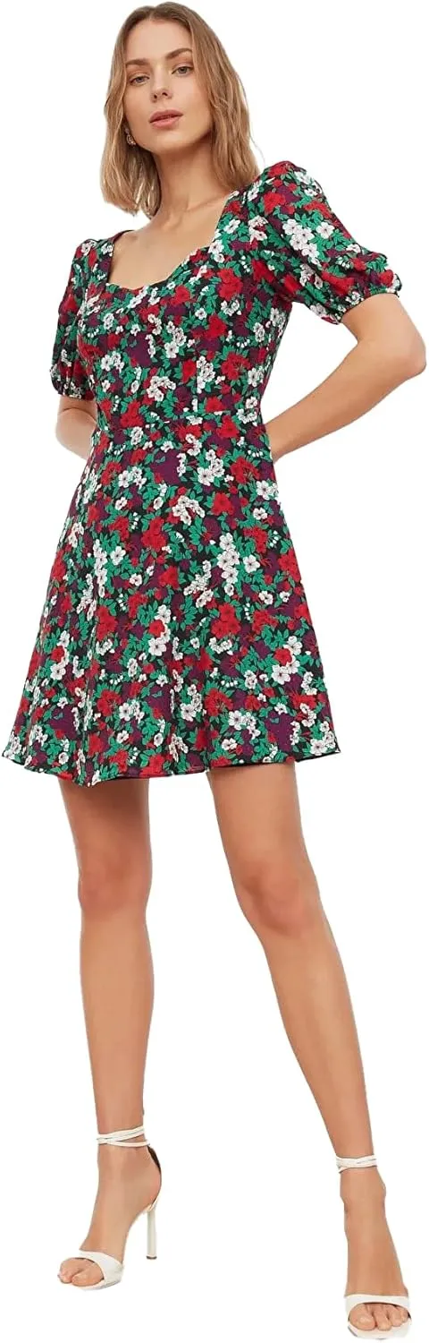 Trendyol Summer Dresses for Women 2023, Trendy Casual Sundresses, Wedding Guest Mini Floral Dress