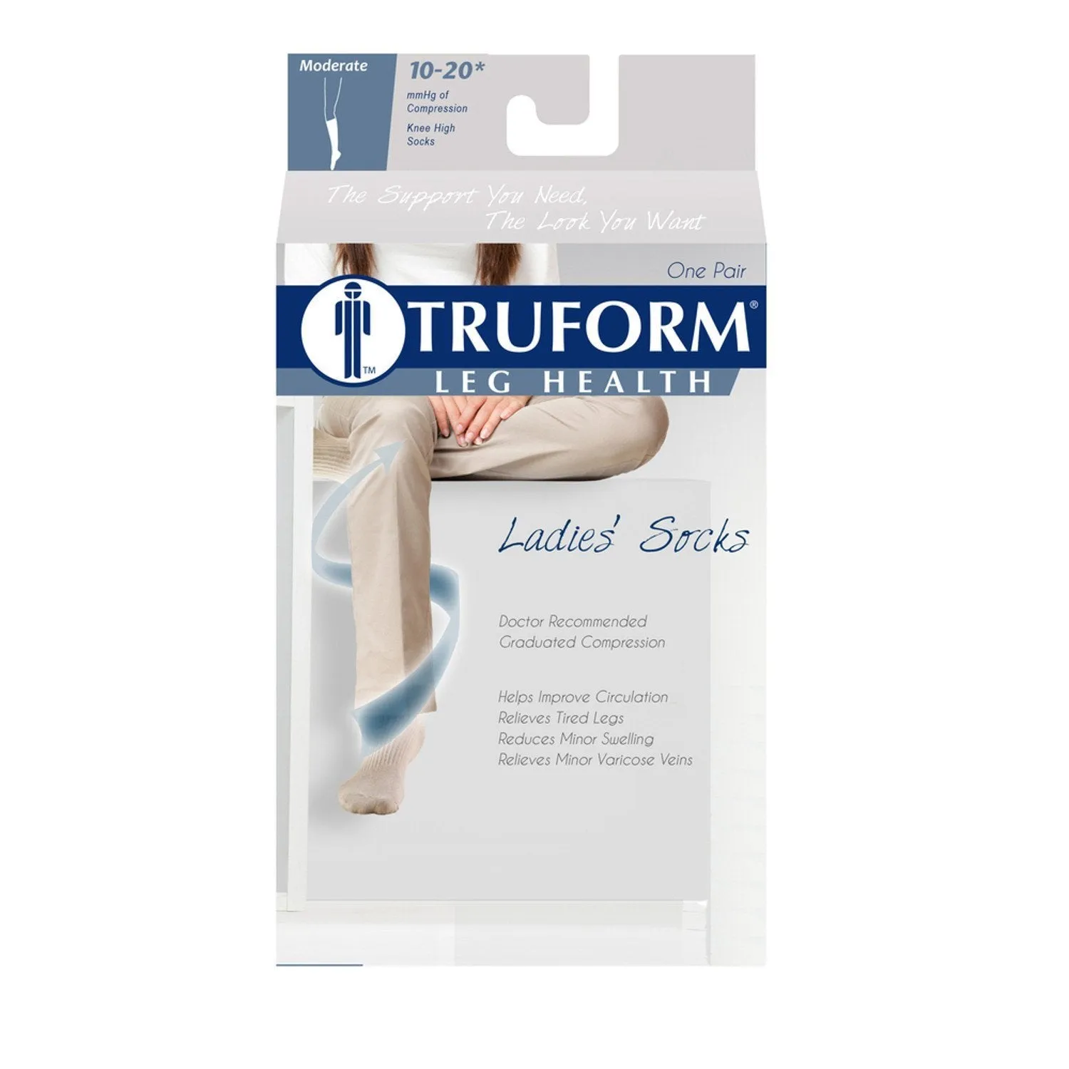 TRUFORM® Women's Cushion Knee High 15-20 mmHg