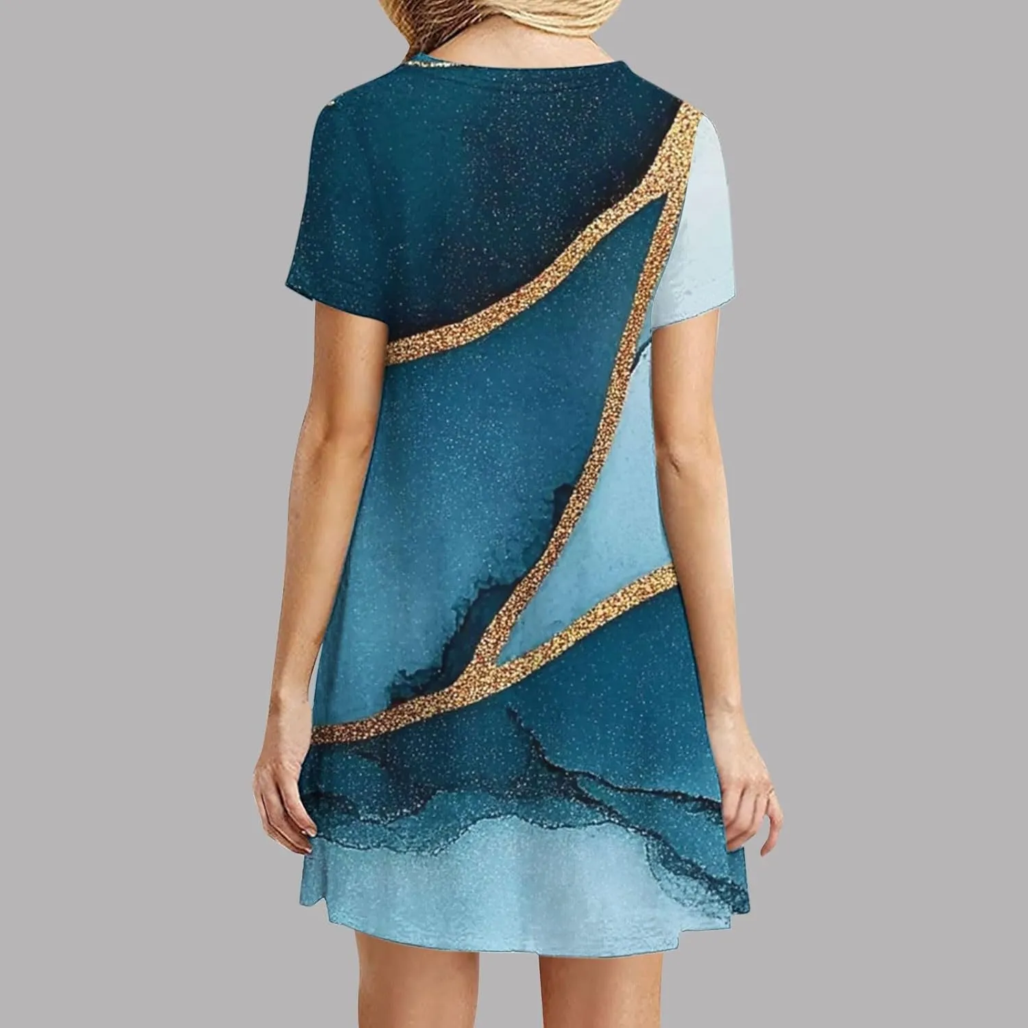 Tshirt Dress Women Crewneck Short Sleeve Summer Dresses Floral Print Swing Dress 2025 Casual Beach Sundresses