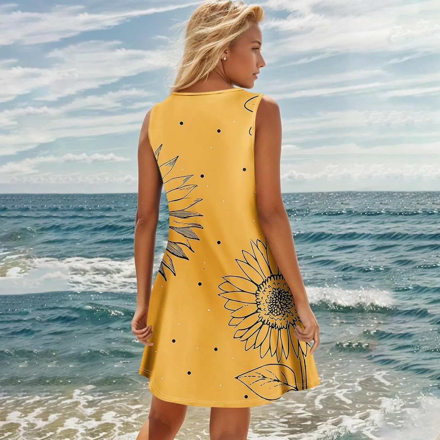 TWGONE Summer Dresses for Women 2025 Vacation Beach Swimsuit Coverups Sleeveless Button Down Spring Boho Midi Sun Dress