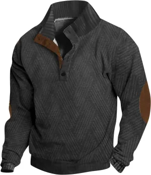 Ugly Christmas Sweatshirts for Men 1/4 Button Stand Collar Pullover Xmas Tree Printed Graphic Long Sleeve Polo Shirt