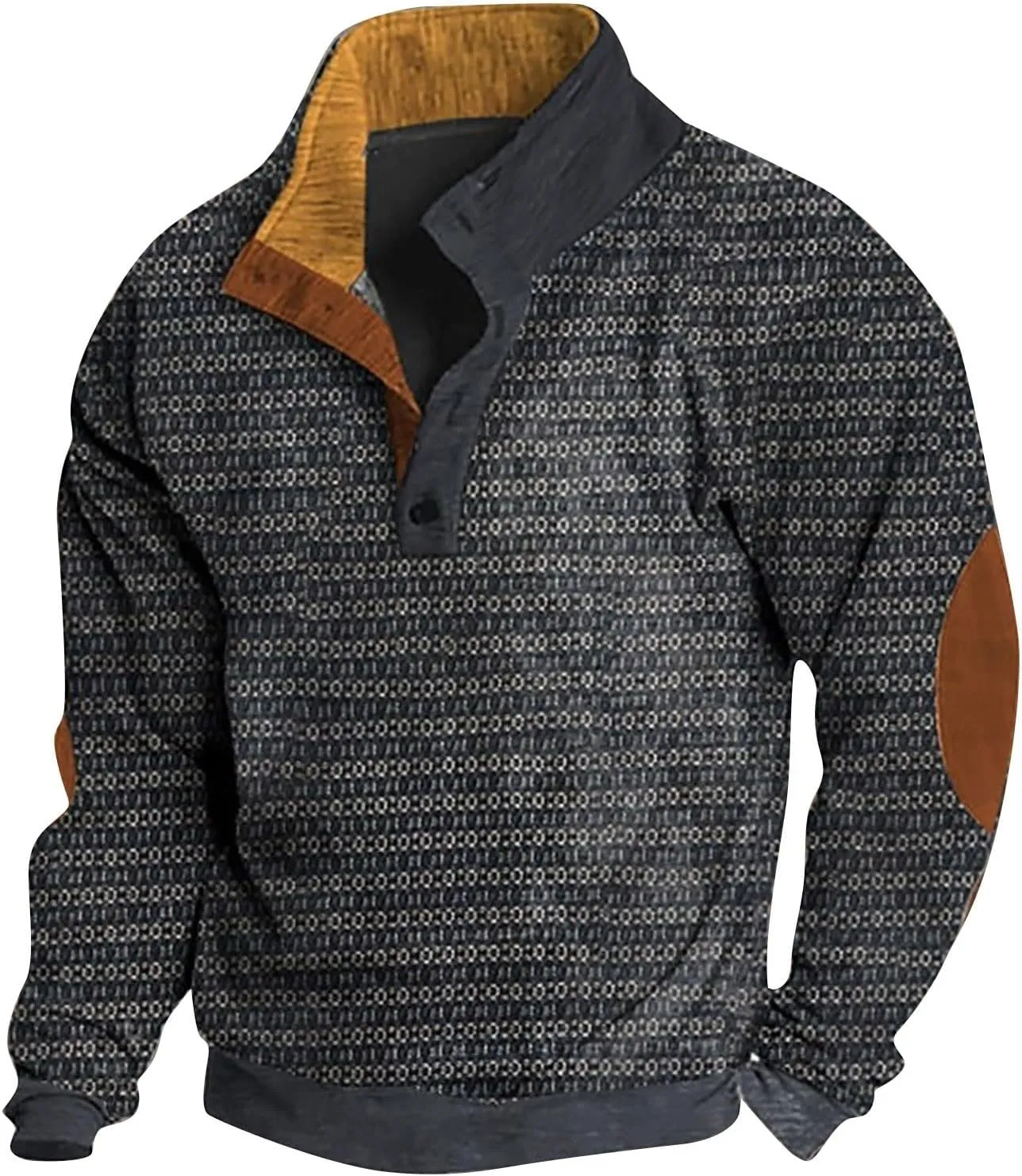 Ugly Christmas Sweatshirts for Men 1/4 Button Stand Collar Pullover Xmas Tree Printed Graphic Long Sleeve Polo Shirt